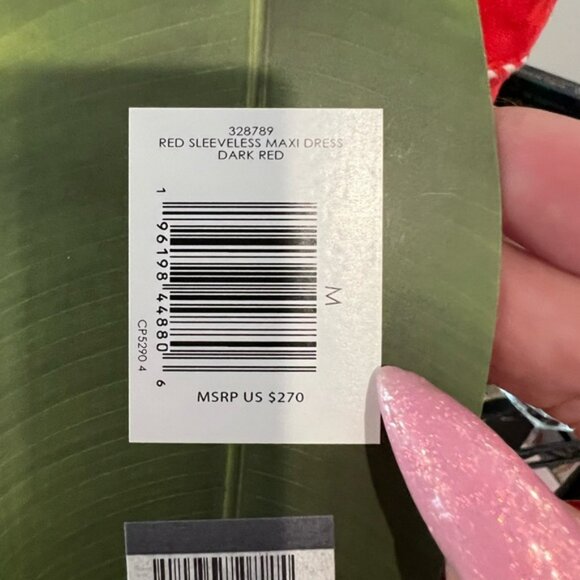 Farm Rio Bow Scalloped Linen Midi Dress, MED NWT - Picture 11 of 11